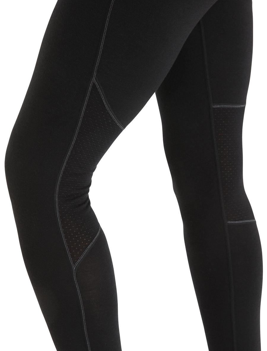 Black Women's Icebreaker BodyfitZone™ Merino 150 Zone Thermal Leggings | USA 1543UZGT